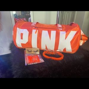 Pink duffle bag